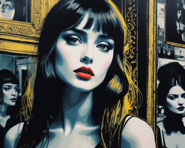 Portrait of a Young Woman with Golden Mirrors