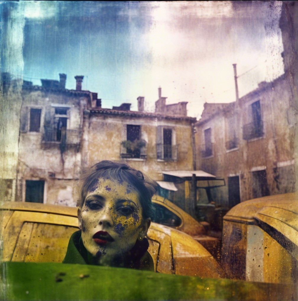 Urban Decay with Colorful Makeup and Aged Vehicles