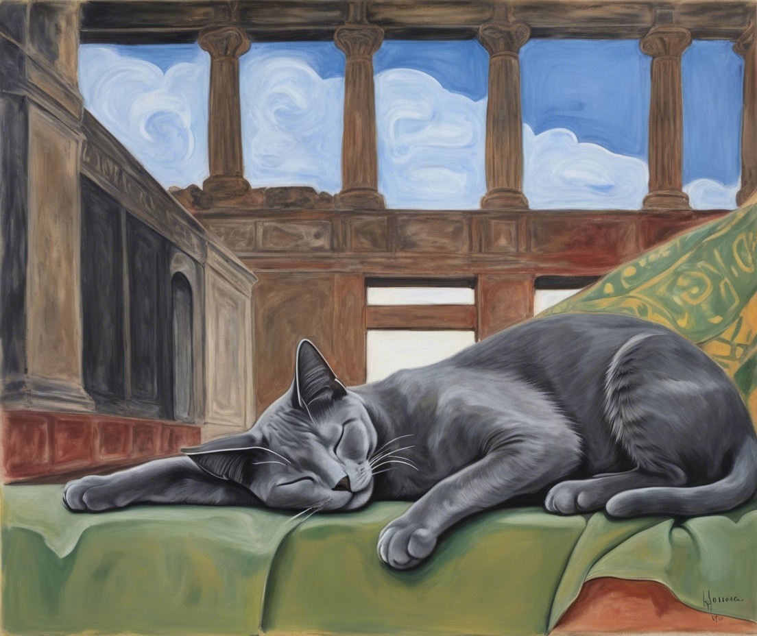 Gray Cat Sleeping on Green Blanket in Sunlit Room