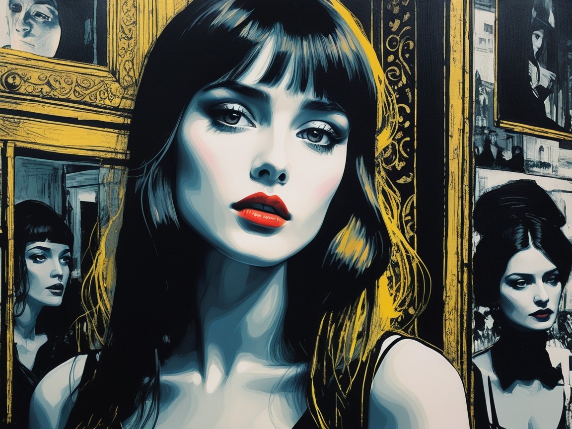Portrait of a Young Woman with Golden Mirrors