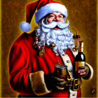 Oil Painting of Santa Claus with Amber Liquor