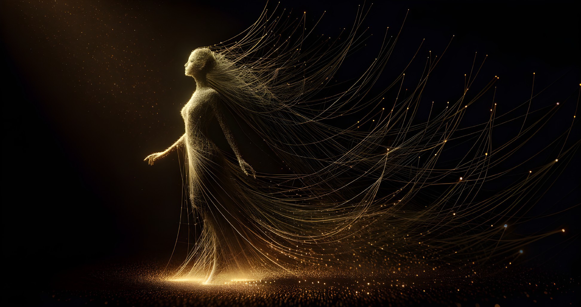 Ethereal Female Figure in Glowing Digital Art