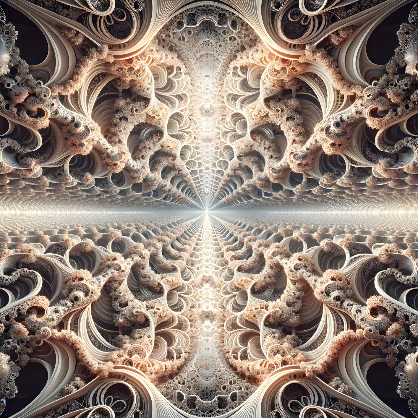 Detailed Symmetrical Fractal Pattern with Dark to Light Gradient