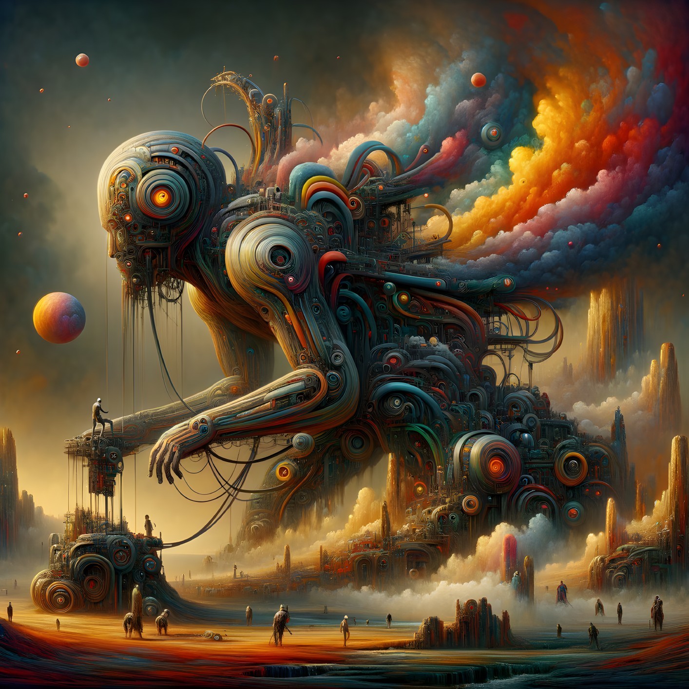 Surreal Futuristic Landscape with Complex Machine