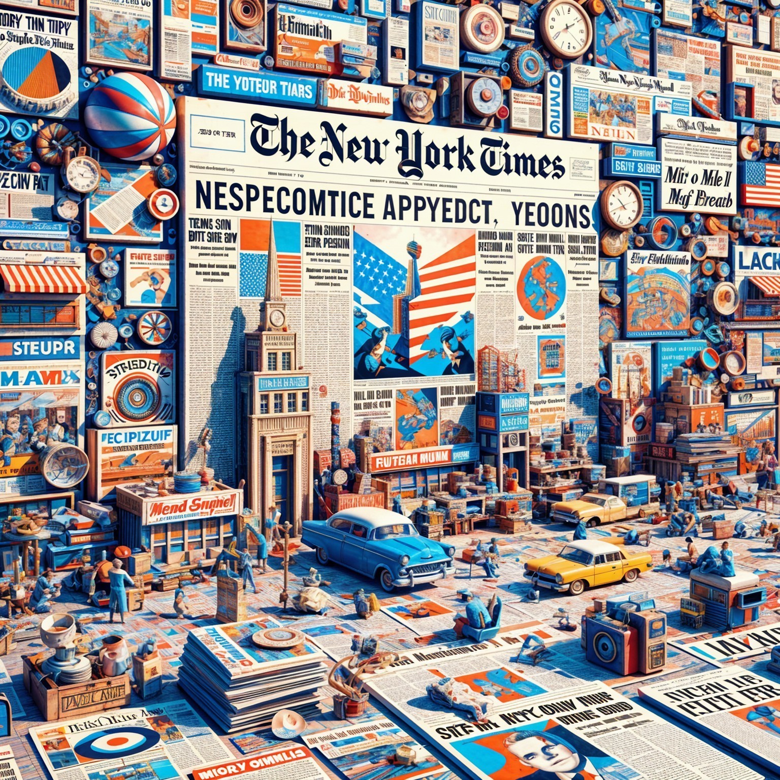 Vibrant Vintage Newspaper Collage with Retro Elements