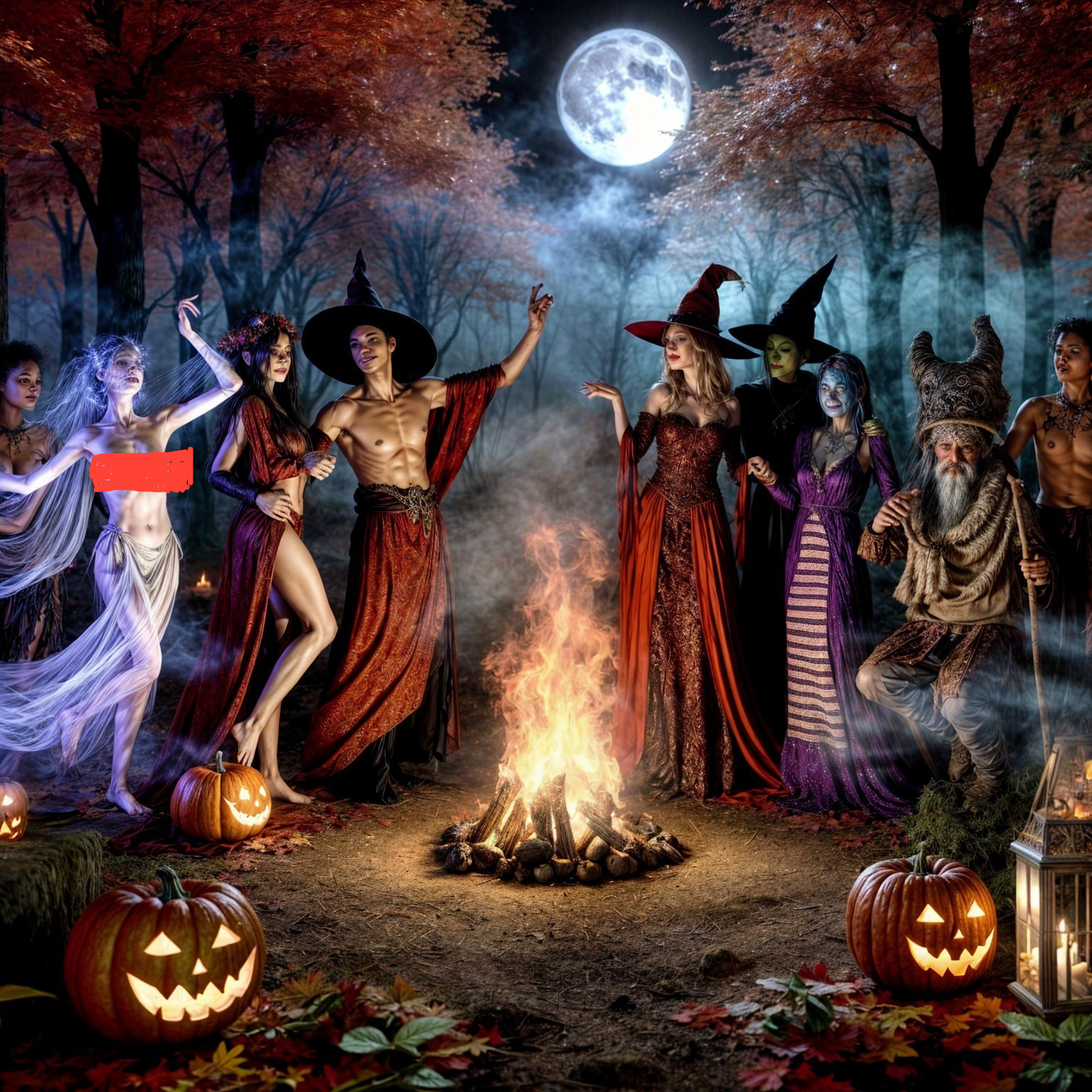 Witches and Mythical Beings Gather in Enchanted Forest