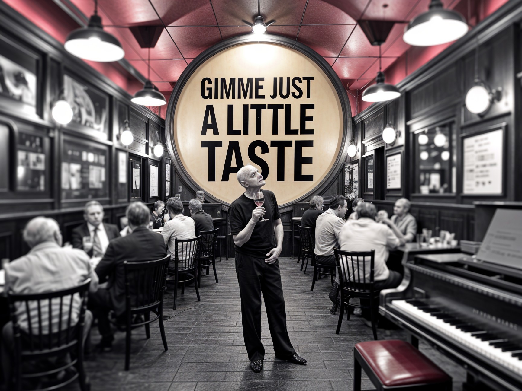 Vibrant Restaurant Scene with Musician and Diners