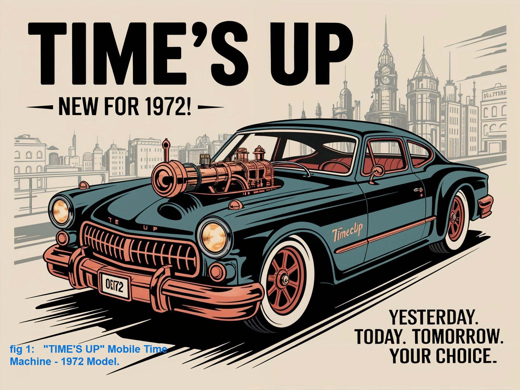 Vintage 1972 Car Advertisement with Retro Design