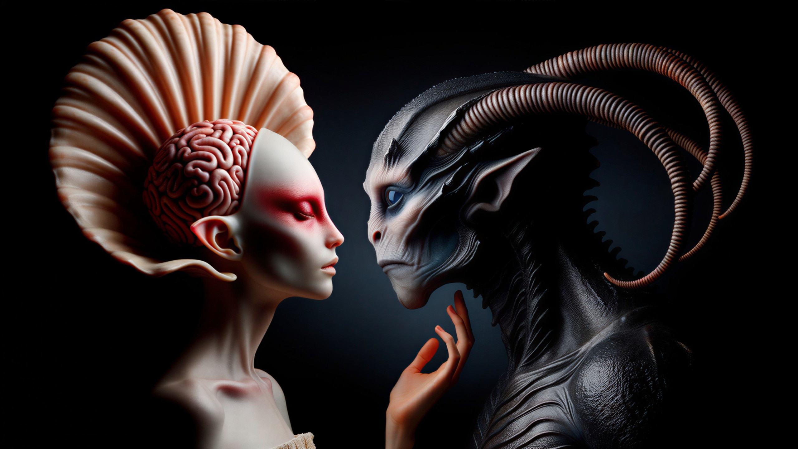 Two Figures with Contrasting Features and Designs