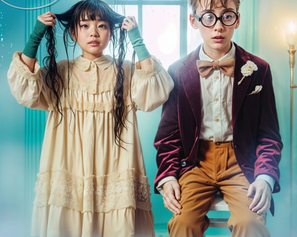 Whimsical Scene of Children in Pastel Colors