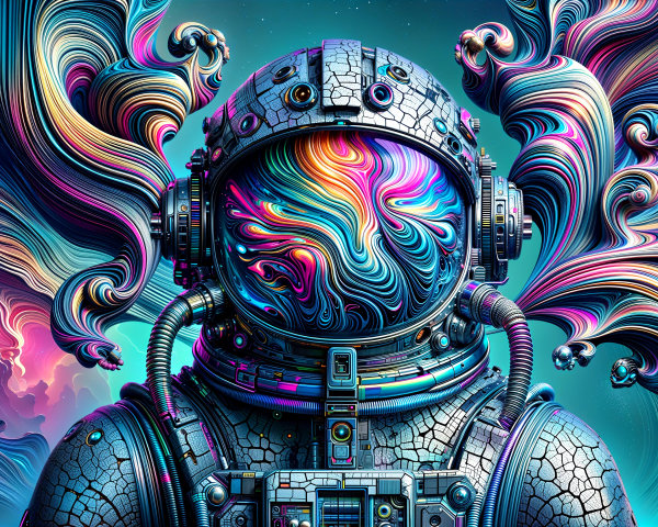 Intricate Digital Illustration of an Astronaut in Suit