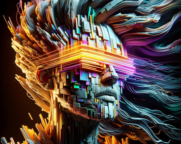 Futuristic Abstract Human Figure with Neon Elements