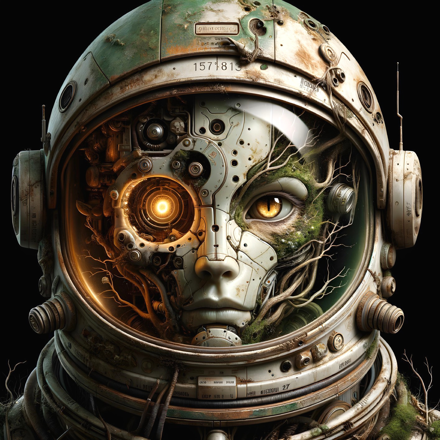 Futuristic Astronaut Helmet with Organic Elements