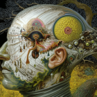 Surreal Human Head Merging with Nature Elements