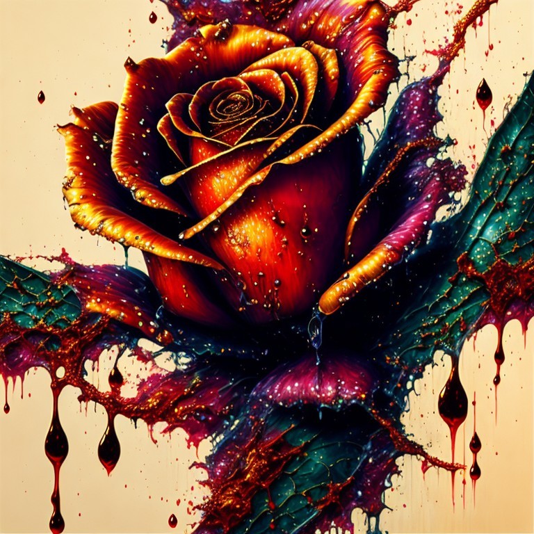 Hyper-realistic rose with vivid colors and textures