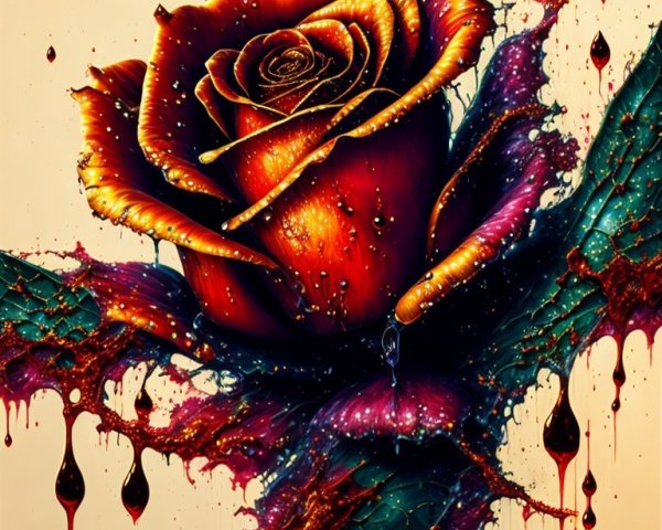 Hyper-realistic rose with vivid colors and textures