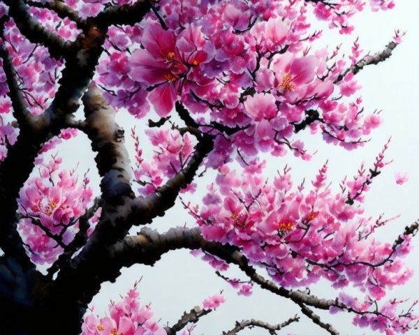 Vibrant Cherry Blossom Tree with Pink Flowers