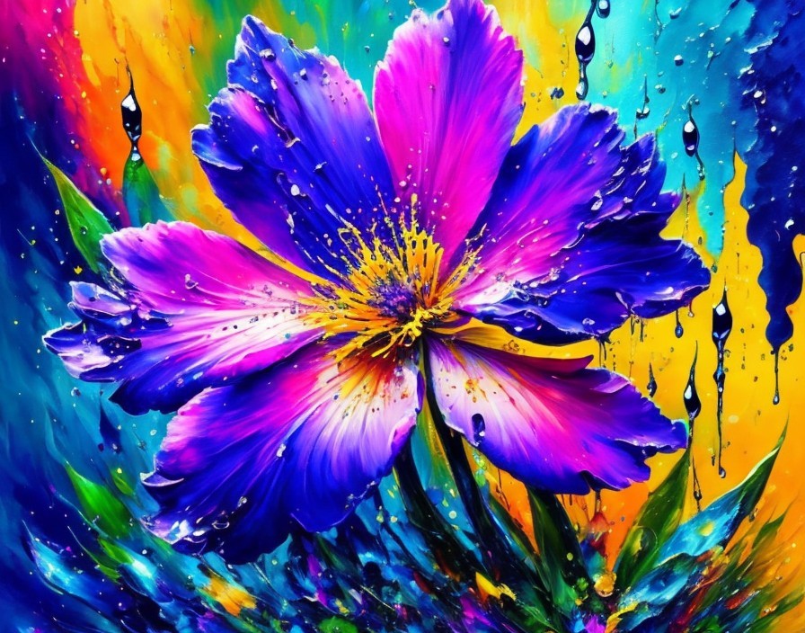 Vibrant Semi-Abstract Flower with Glossy Petals