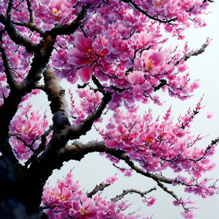 Vibrant Cherry Blossom Tree with Pink Flowers