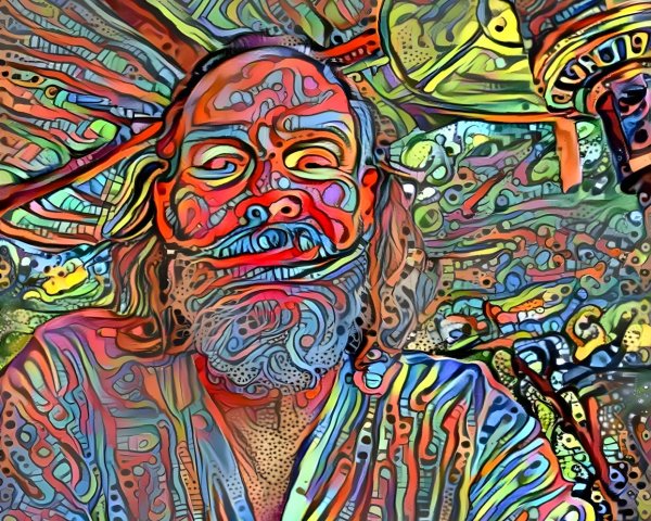 Colorful Self-Portrait of a Man with Long Hair