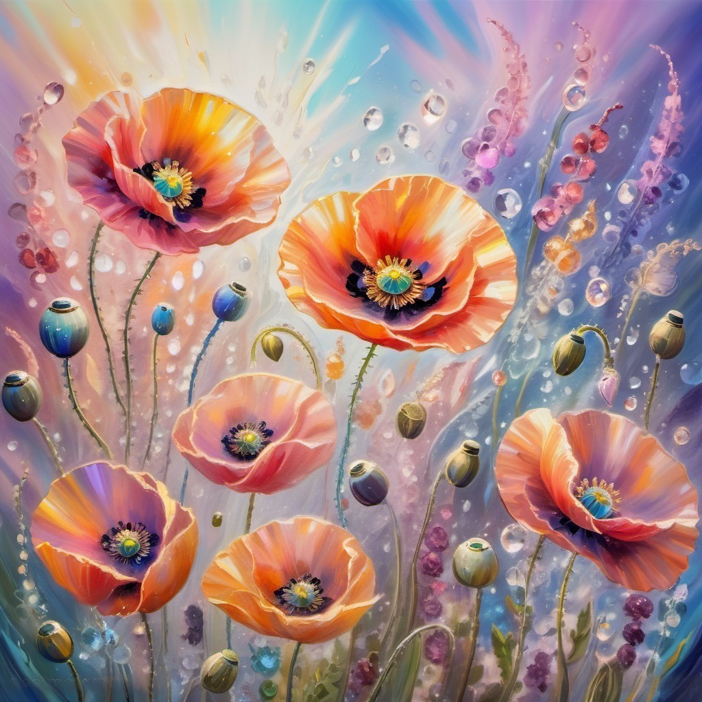 Vibrant Orange and Pink Poppy Arrangement with Dewdrops