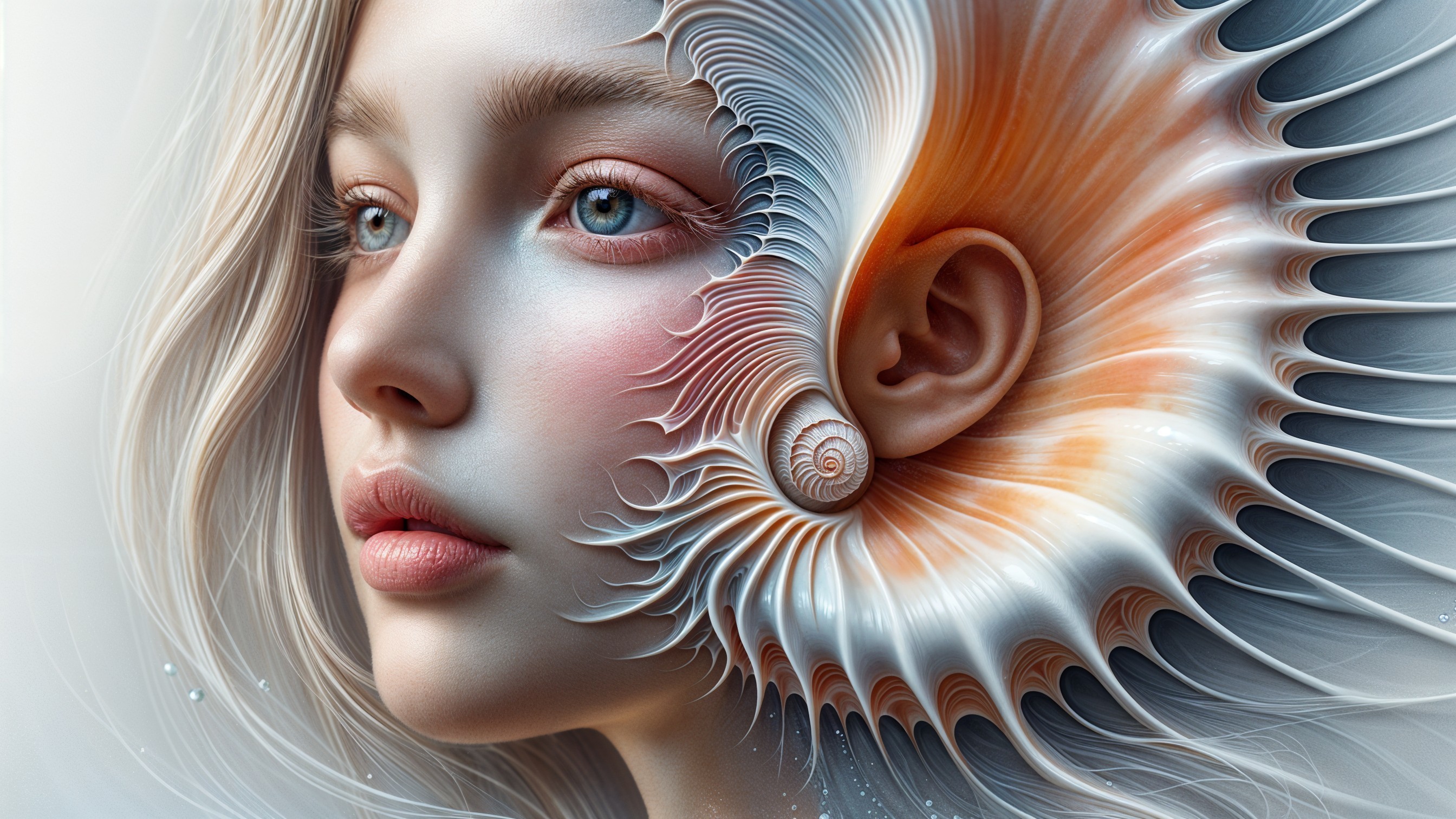 Surreal Portrait of a Woman with Shell Patterns