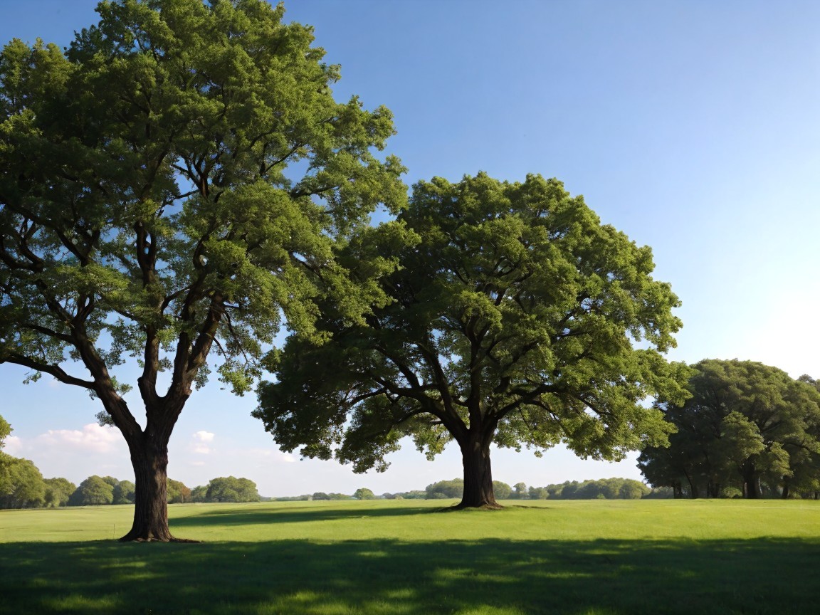 Lush Green Trees in a Vibrant Meadow Landscape