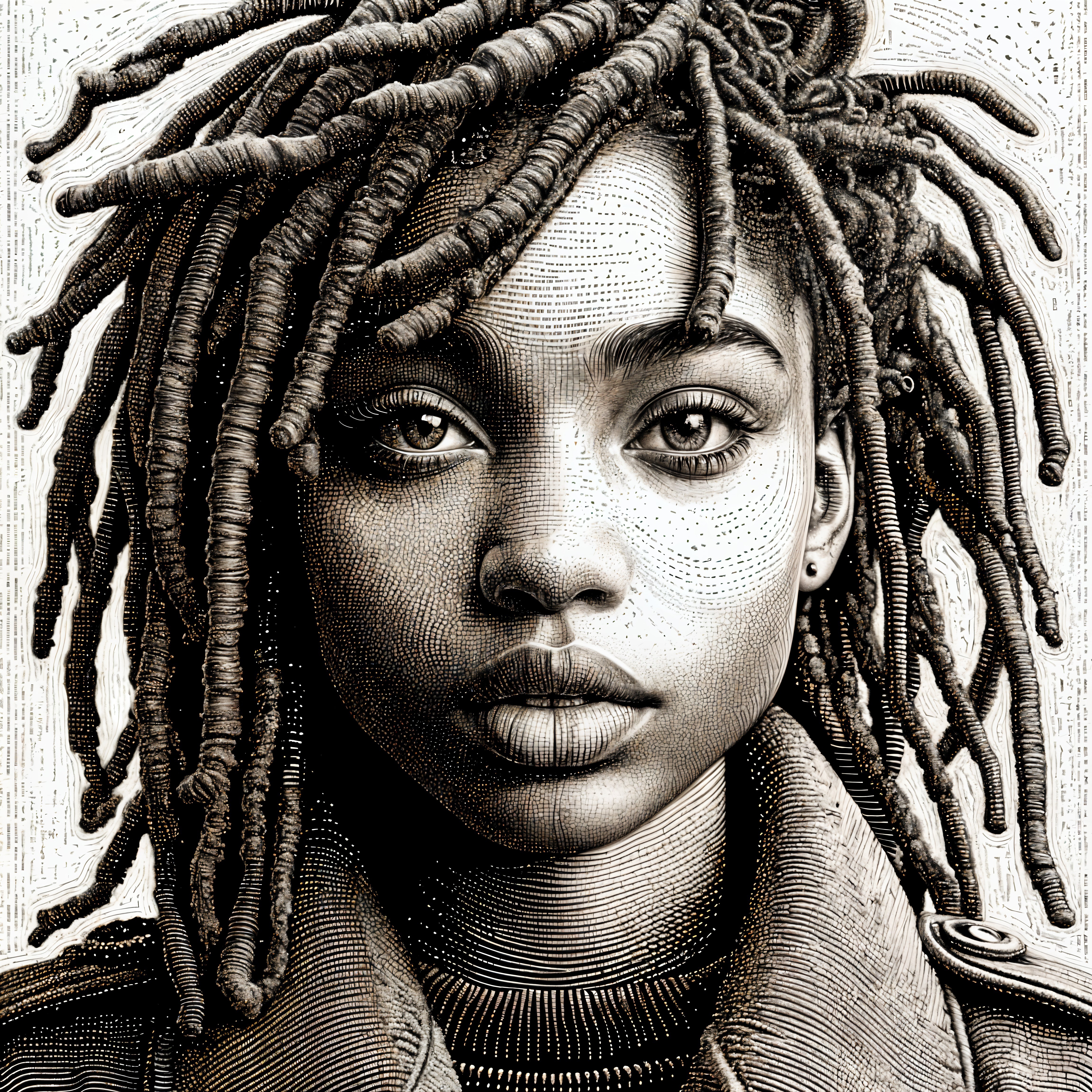 Portrait of a Young Person with Textured Dreadlocks