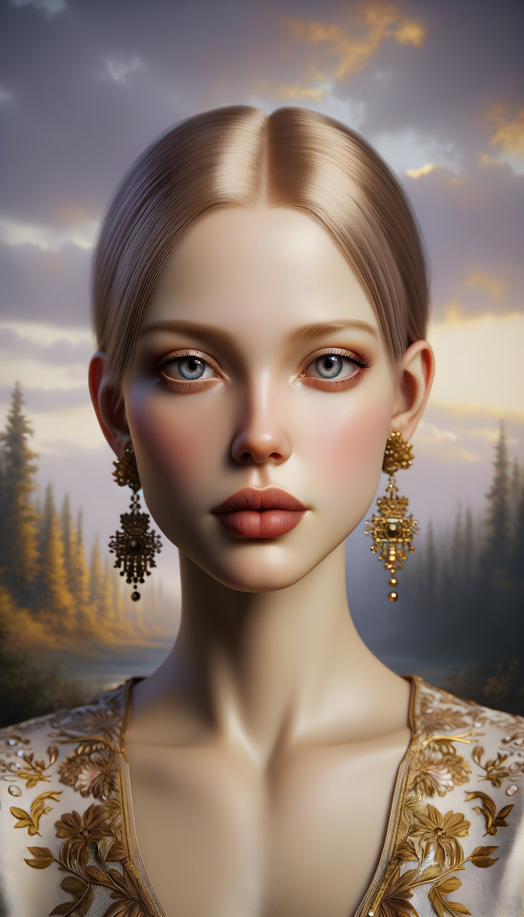 Portrait of a Young Woman in Traditional Attire
