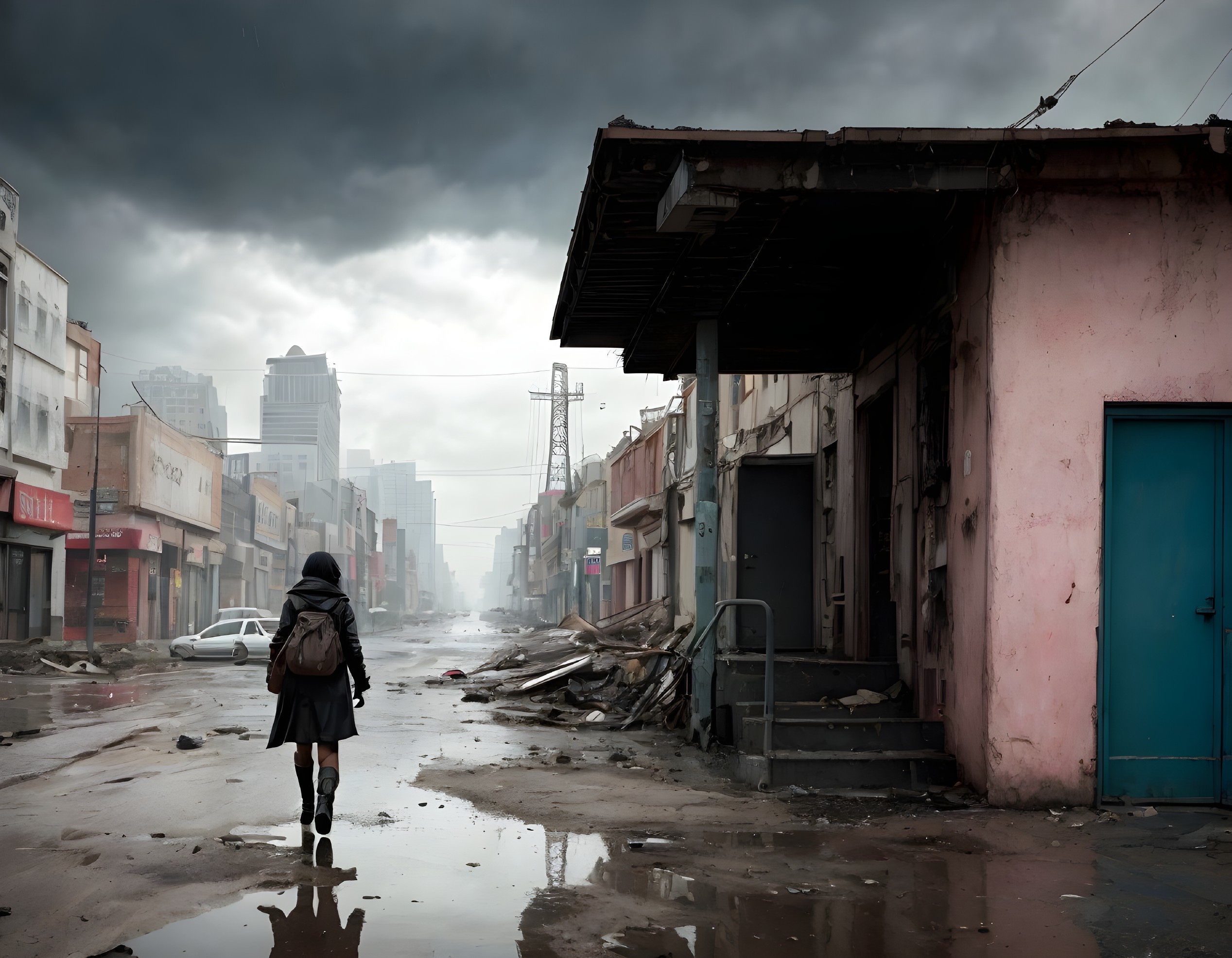 Desolate Street Scene with Abandoned Buildings