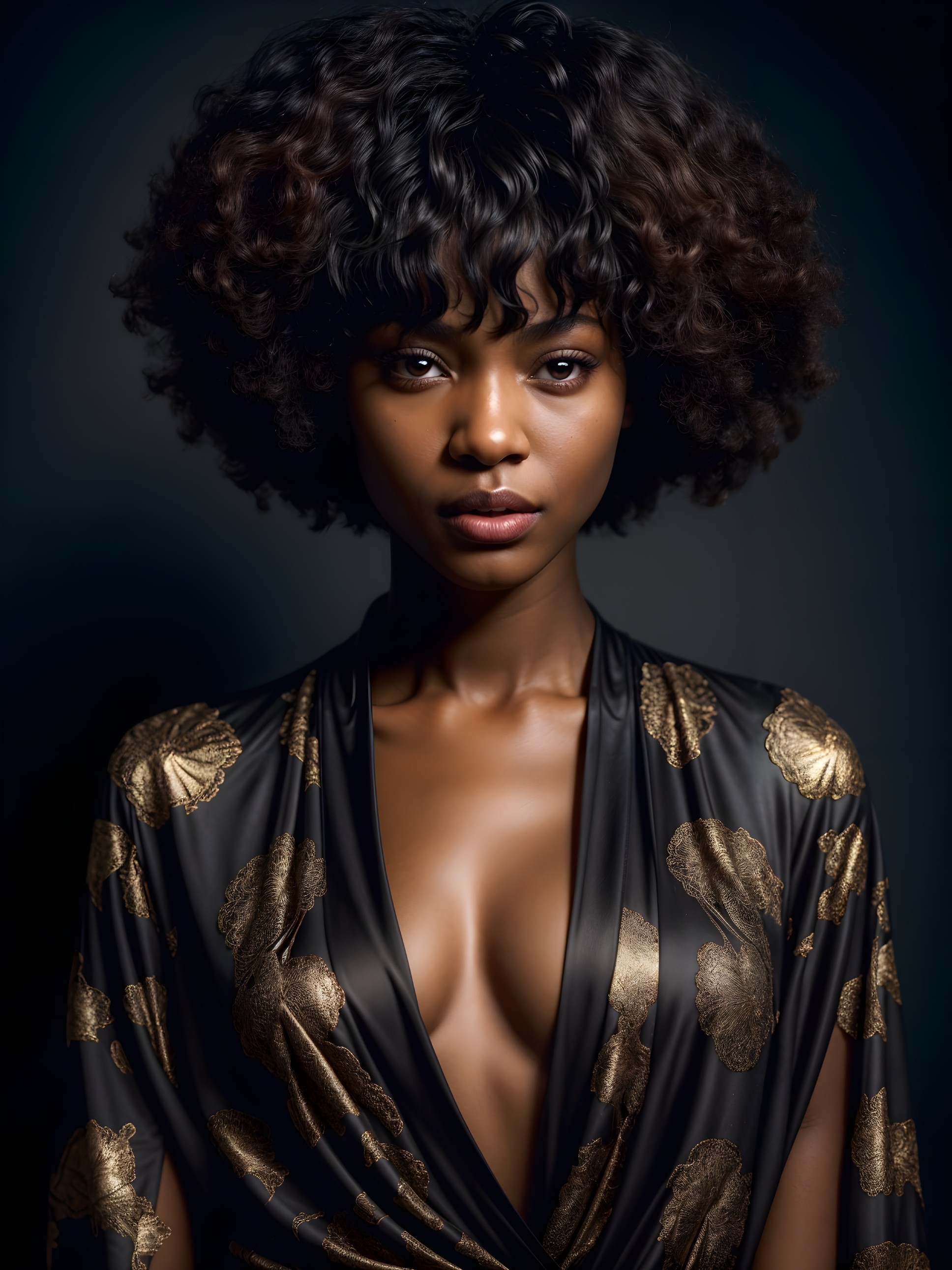 Portrait of a Confident Woman with Curly Hair
