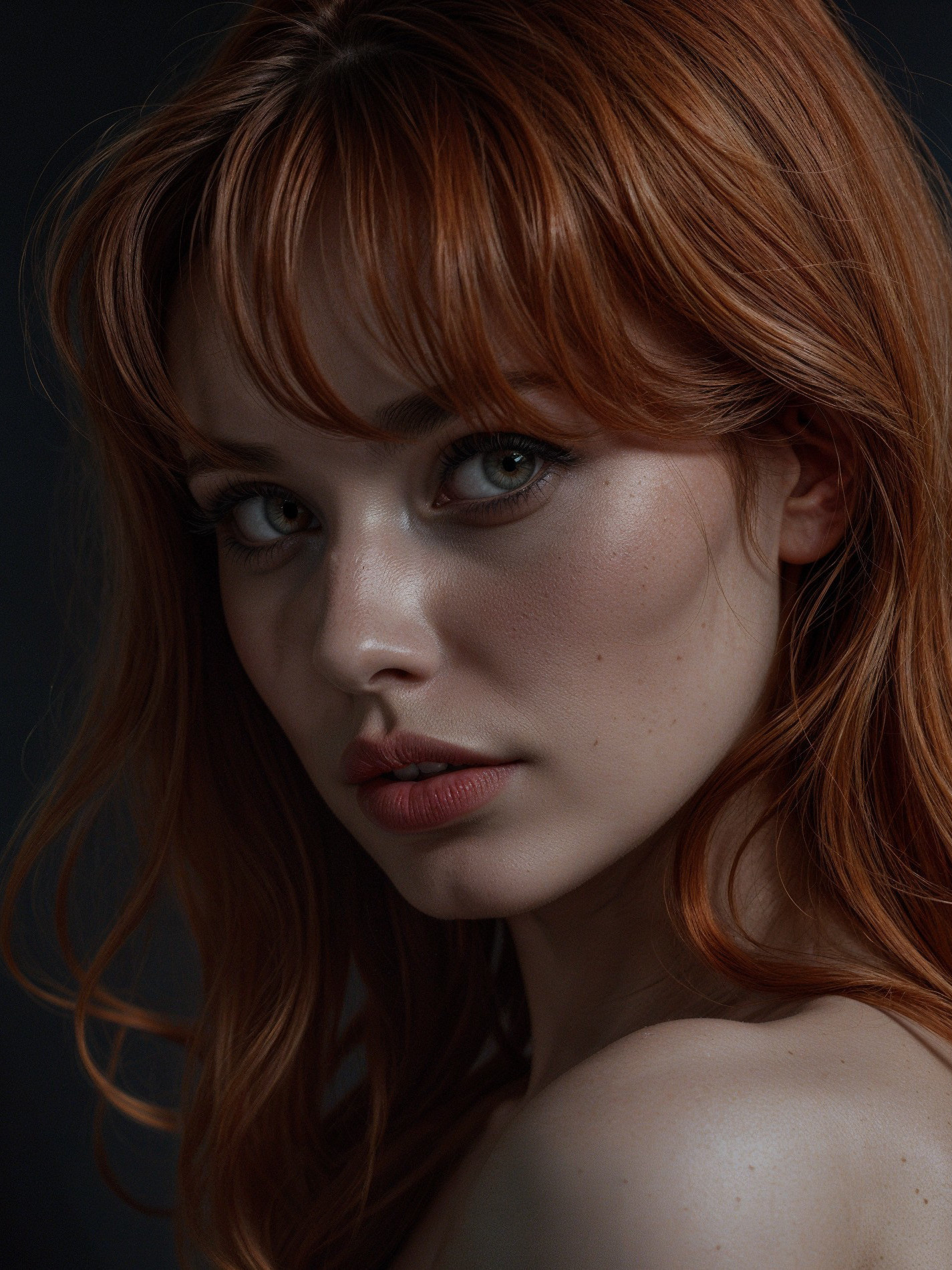 Close-Up Portrait of a Young Woman with Red Hair