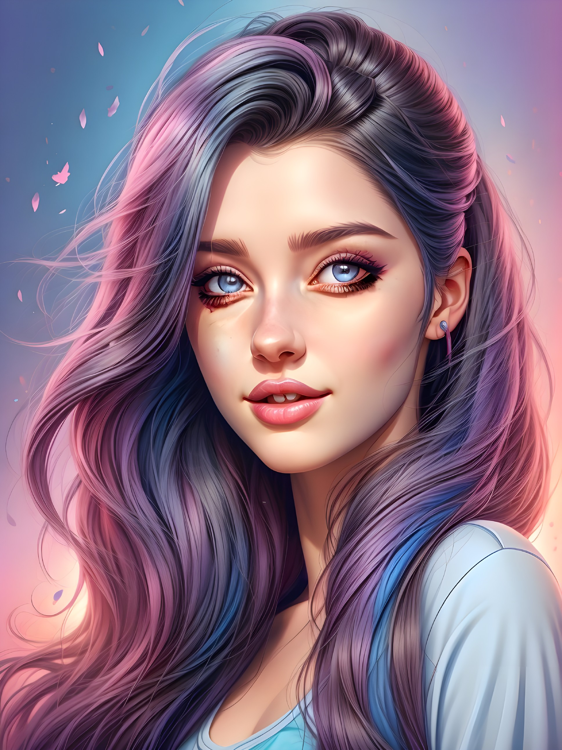 Digital Portrait of a Young Woman with Ethereal Features
