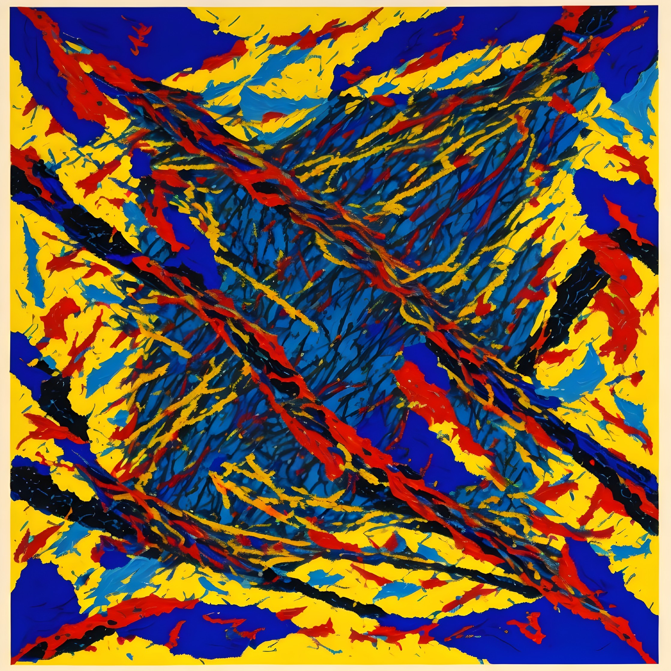 Abstract Painting with Dynamic Lines in Bold Colors