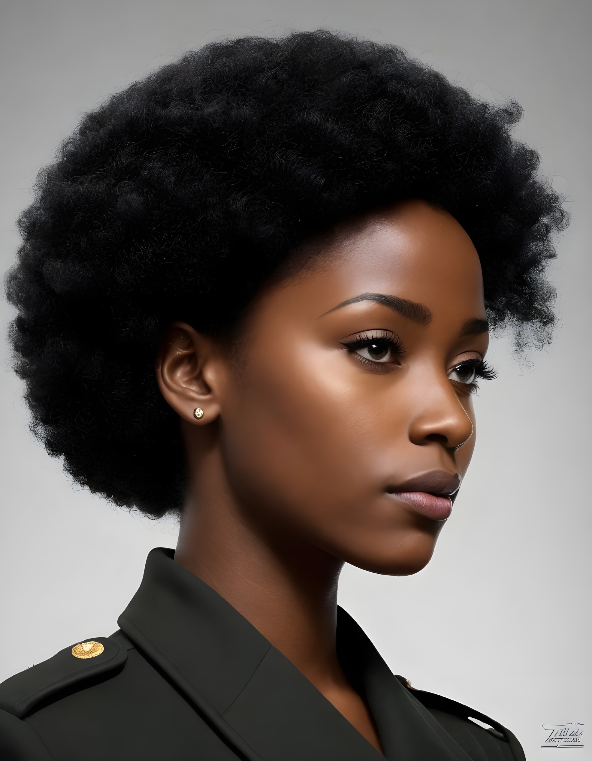 Profile of a Woman with Afro Hairstyle and Jacket