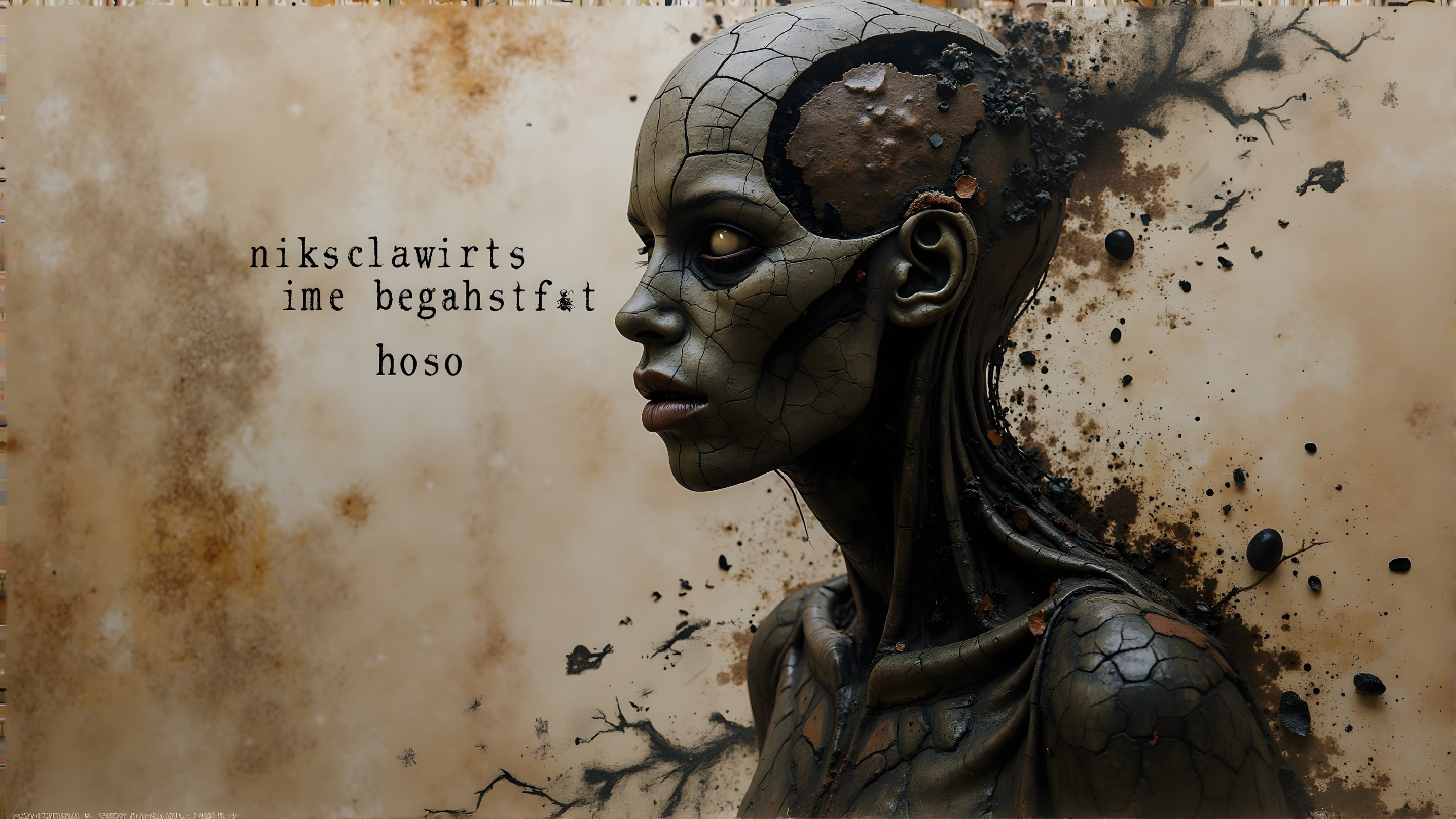 Stylized Humanoid Figure with Aged Stone Texture