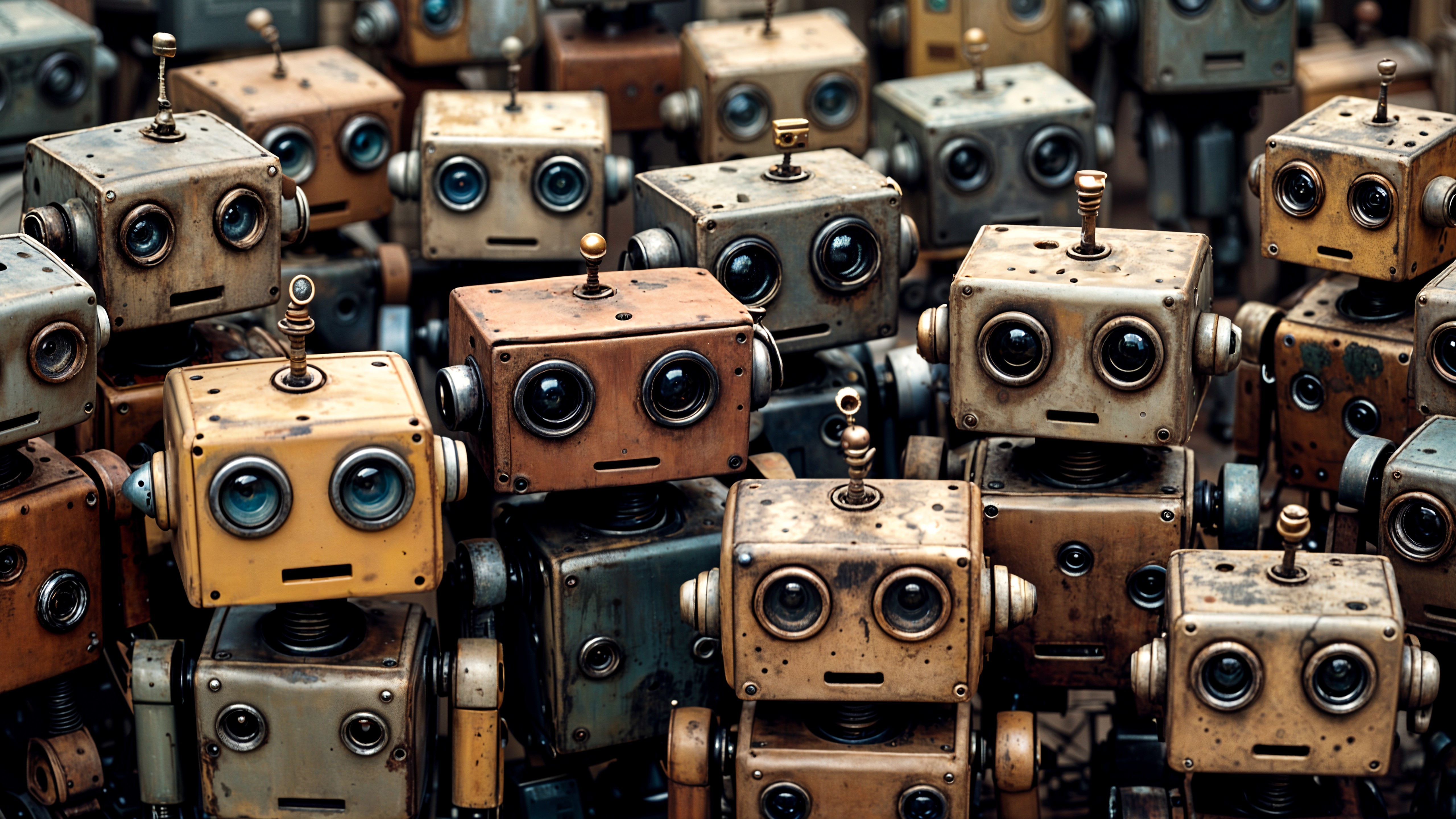 Vintage-Style Robots with Unique Designs and Expressions