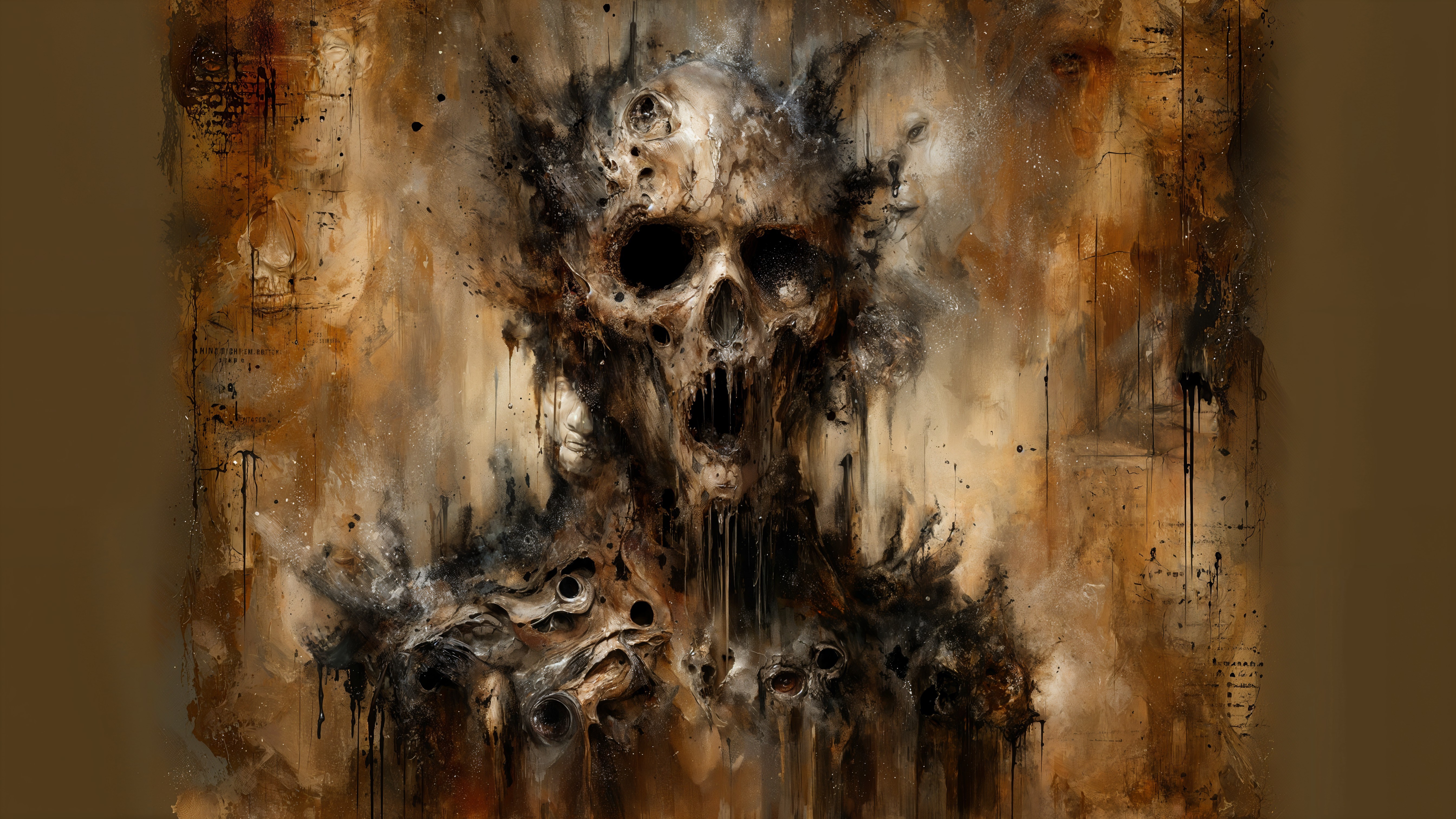 Abstract Skull in Dark Tones with Haunting Textures