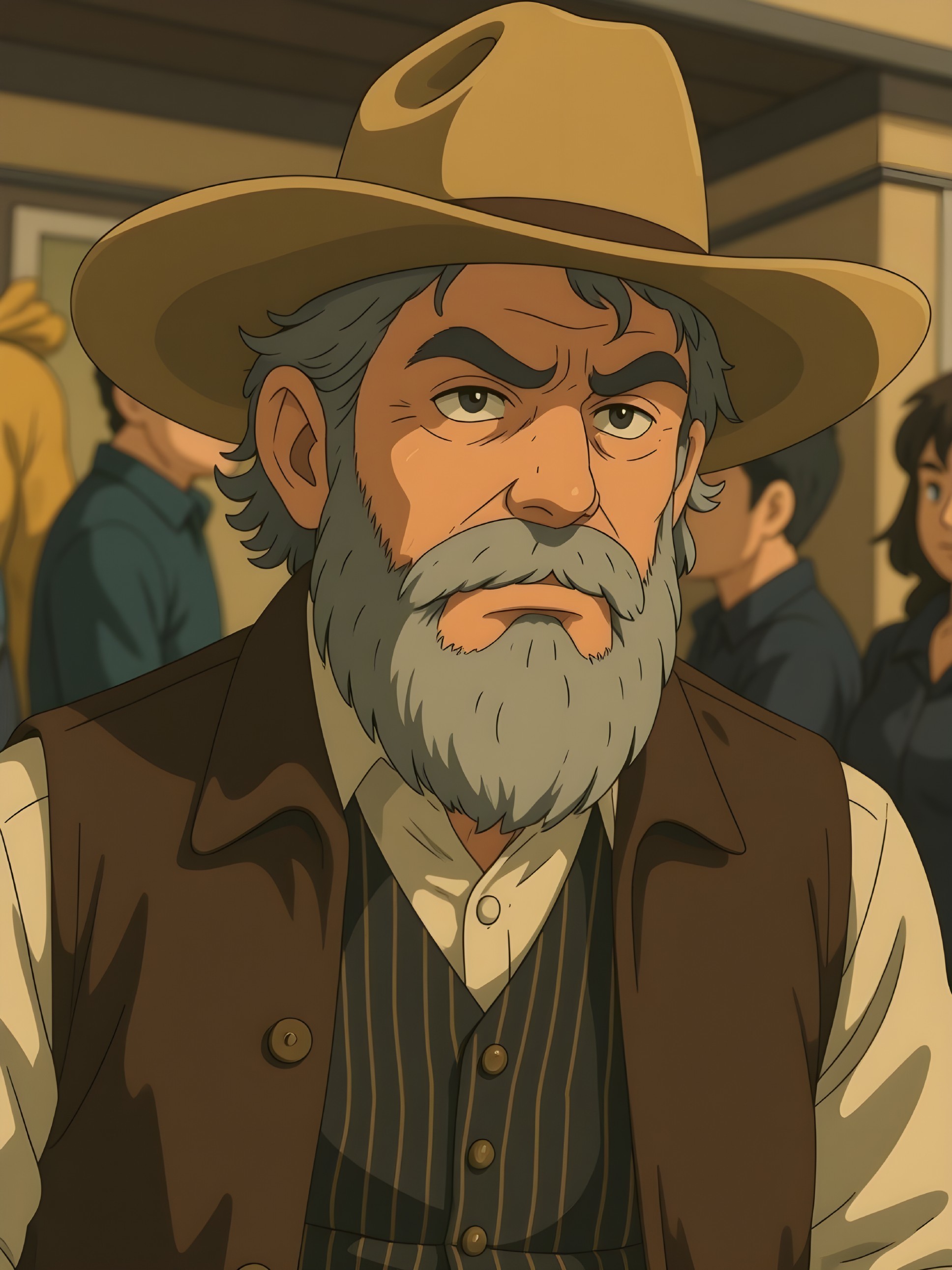 Middle-aged Man in Animated Western Setting