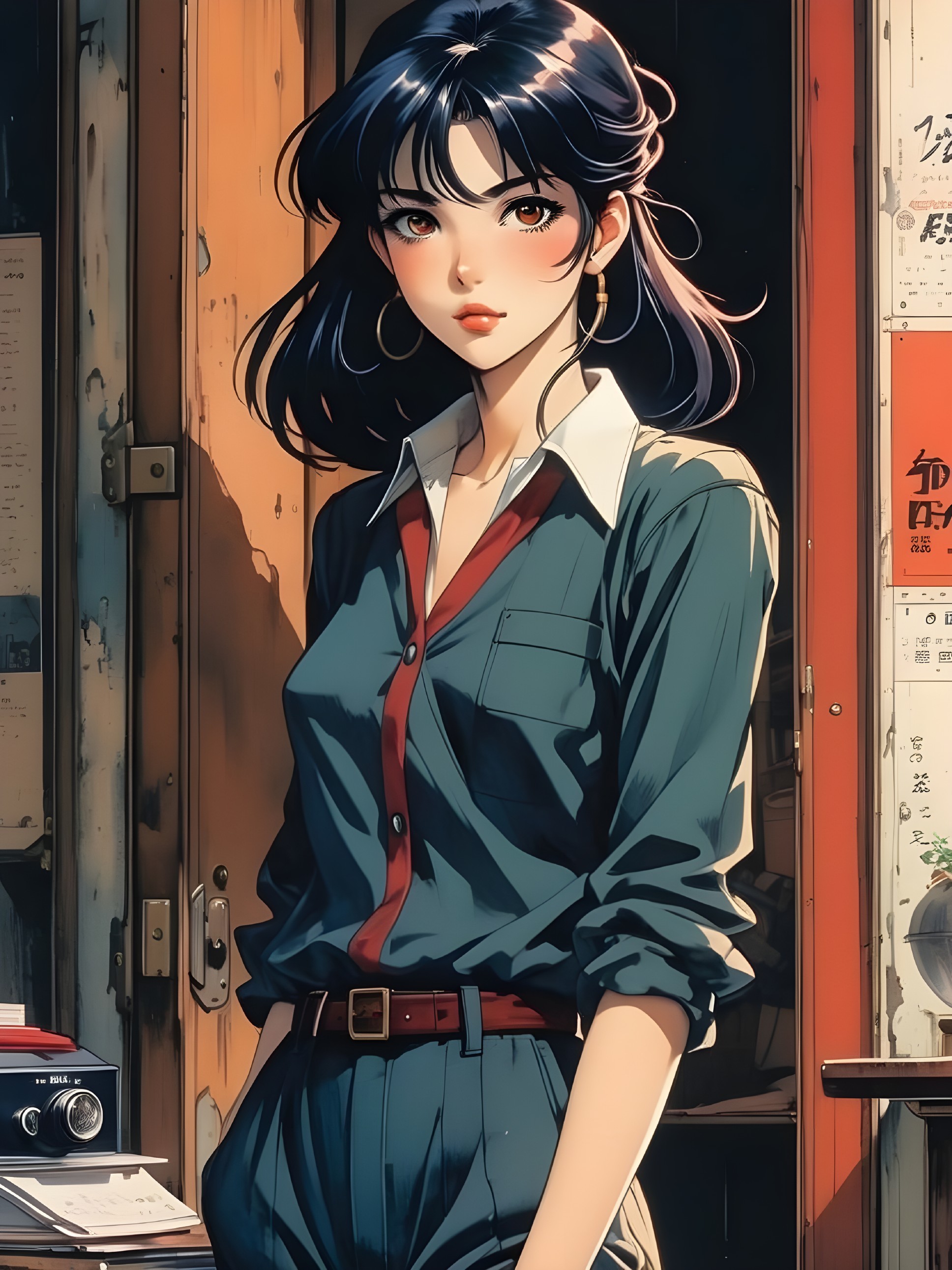 Stylish Young Woman in Vintage Decor and Warm Lighting