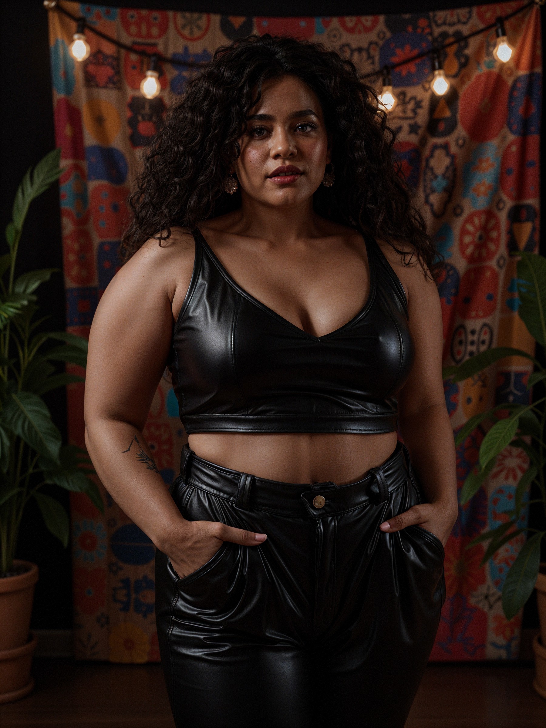Confident Individual in Stylish Black Outfit and Setting