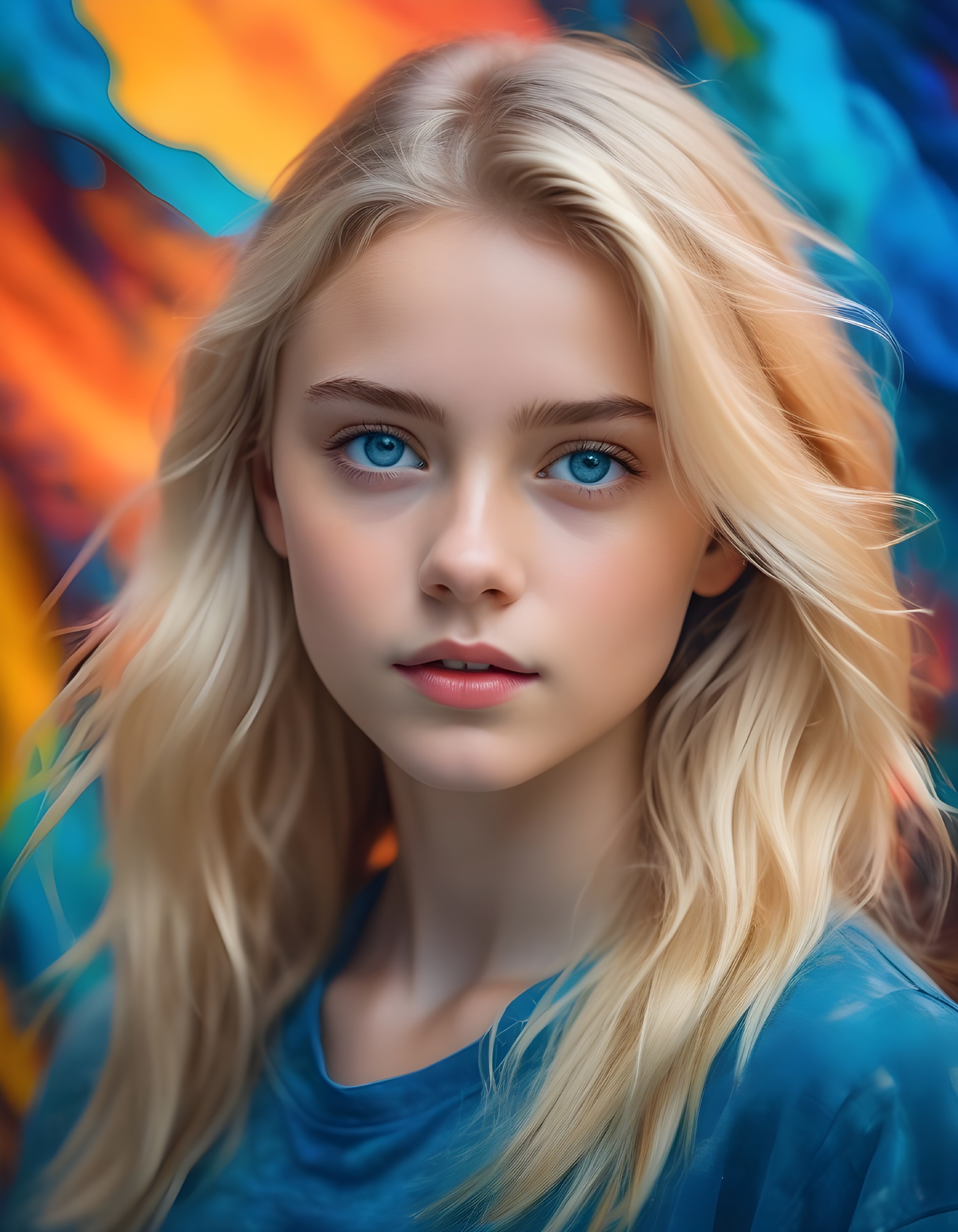 Portrait of a Young Person with Blonde Hair and Blue Eyes
