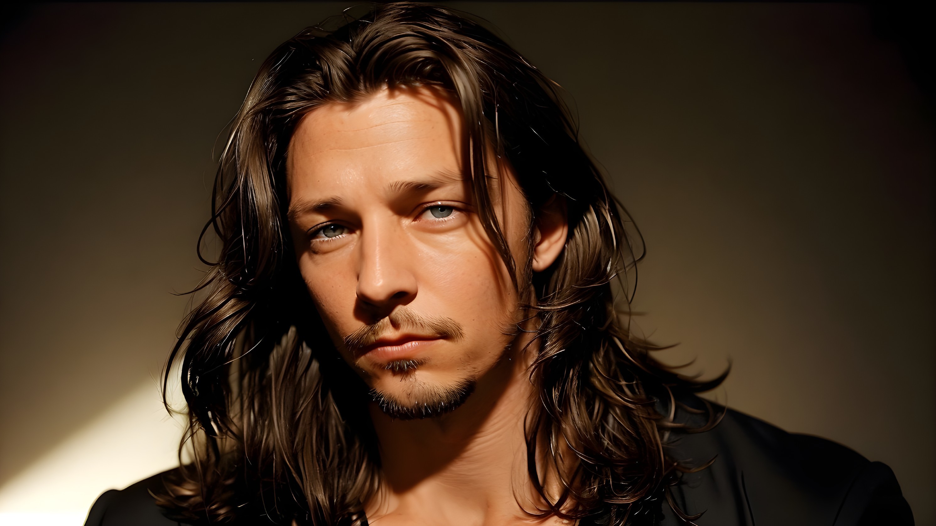 Portrait of a man with dark hair and blue eyes