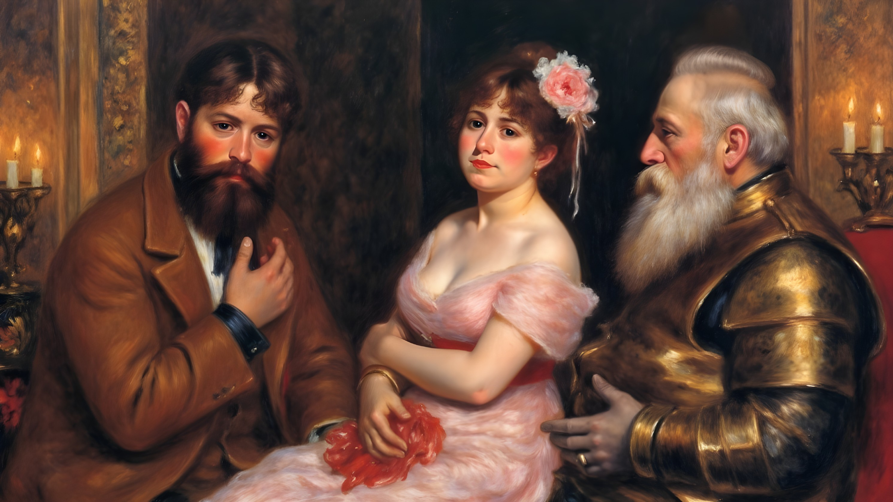 Elegant Portrait of a Woman in a Pink Gown