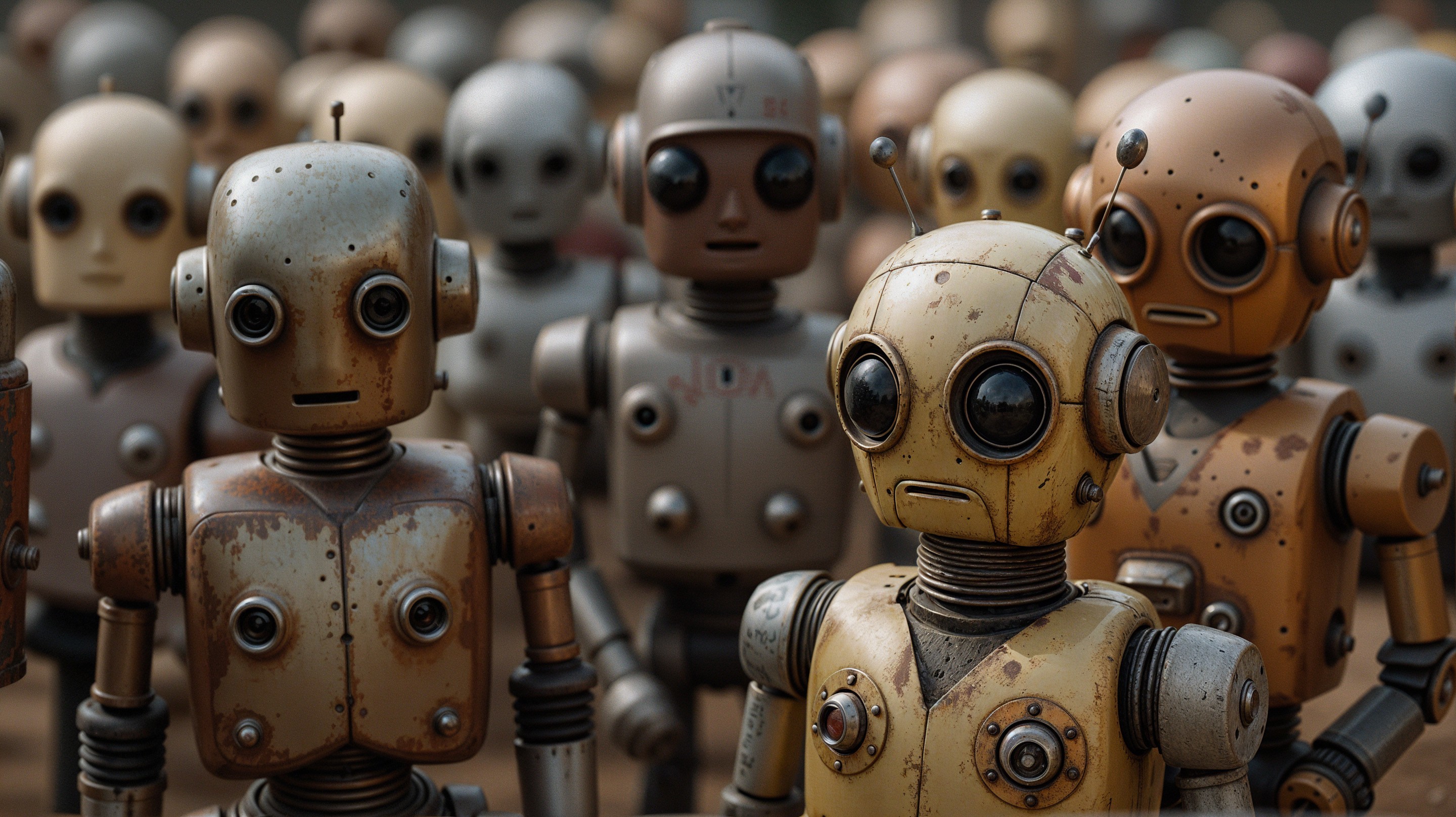 Vintage Robot Collection Displaying Diverse Designs