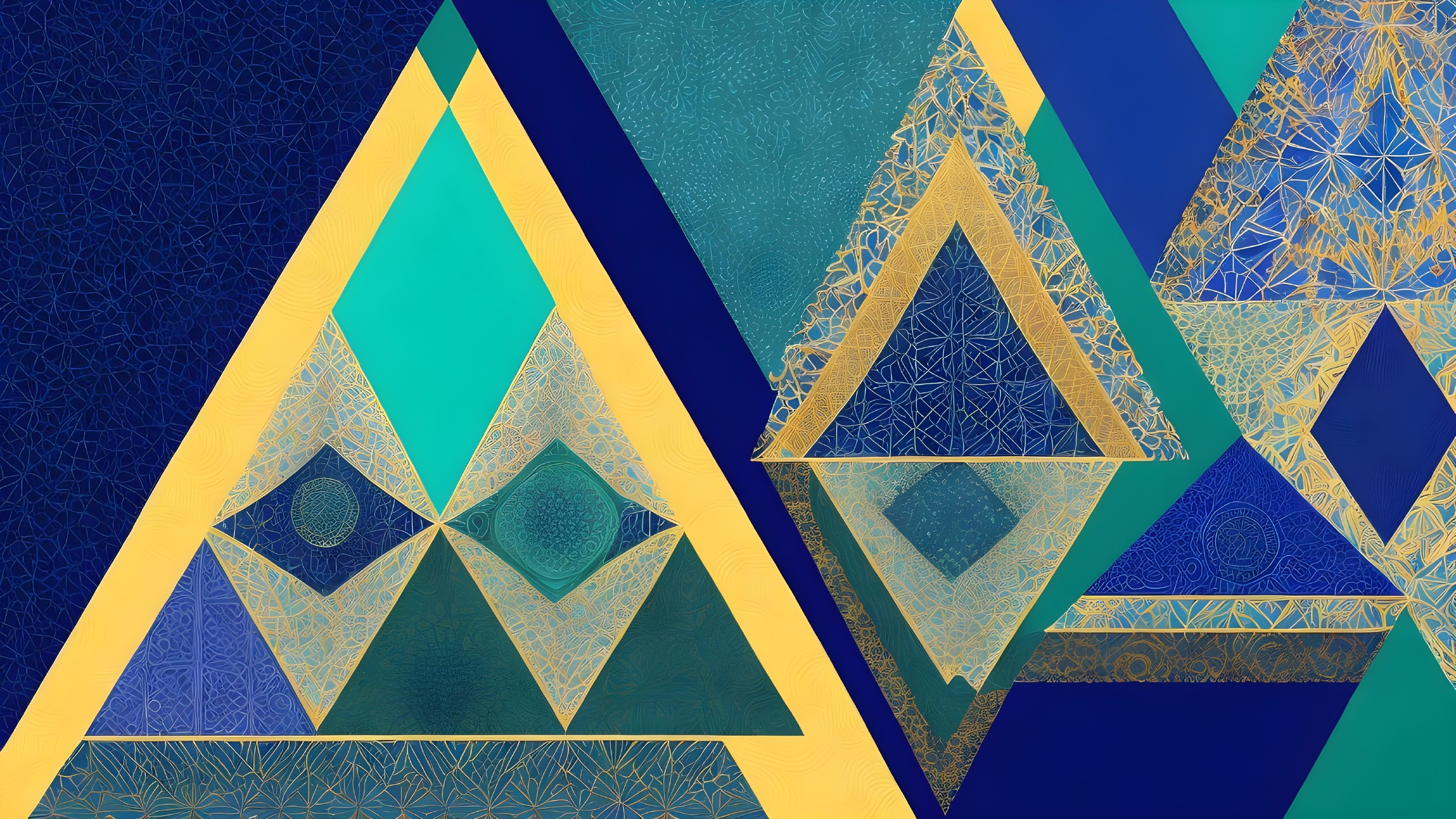 Intricate Geometric Design in Teal and Blue Shades