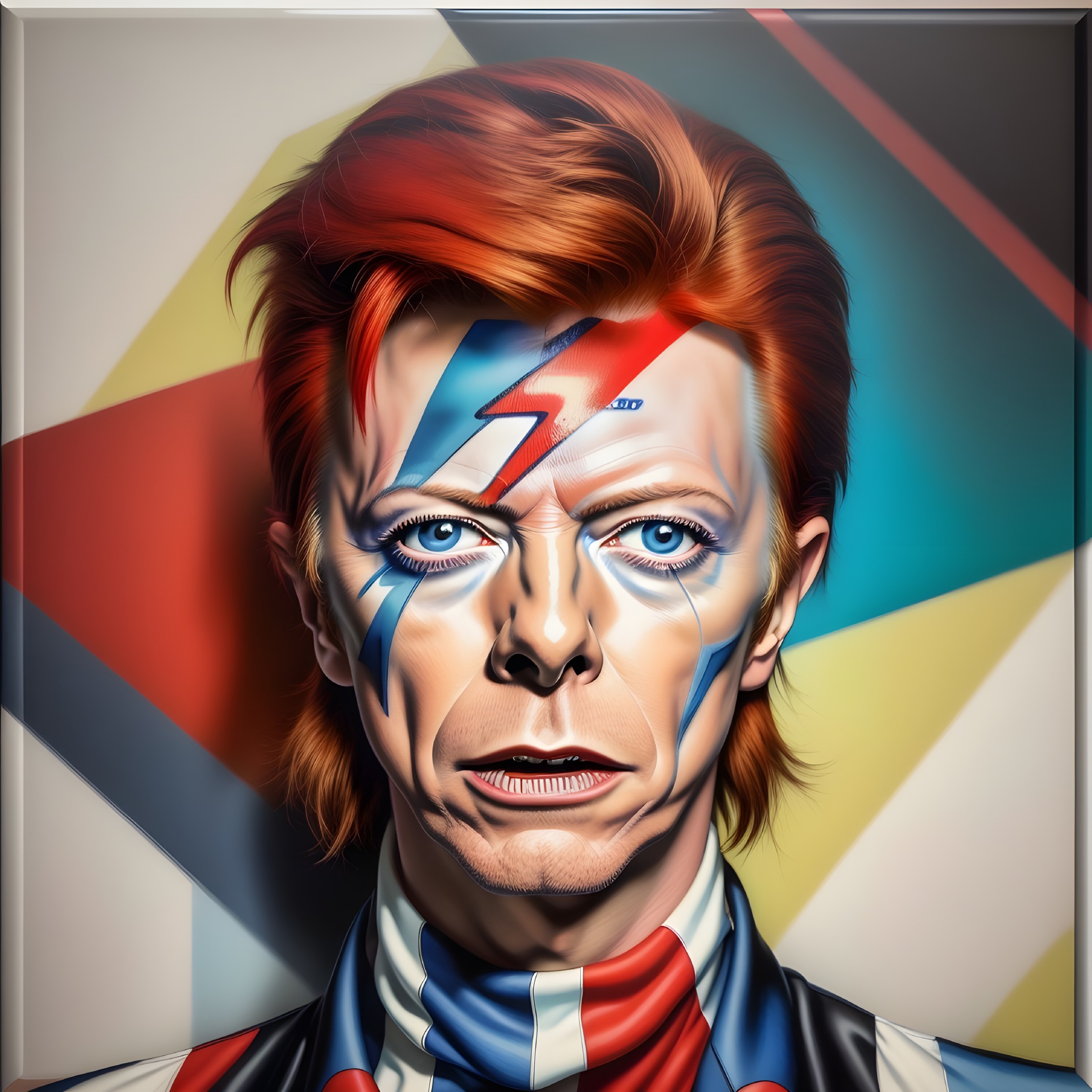 Colorful Portrait of Person with Red Hair and Face Paint