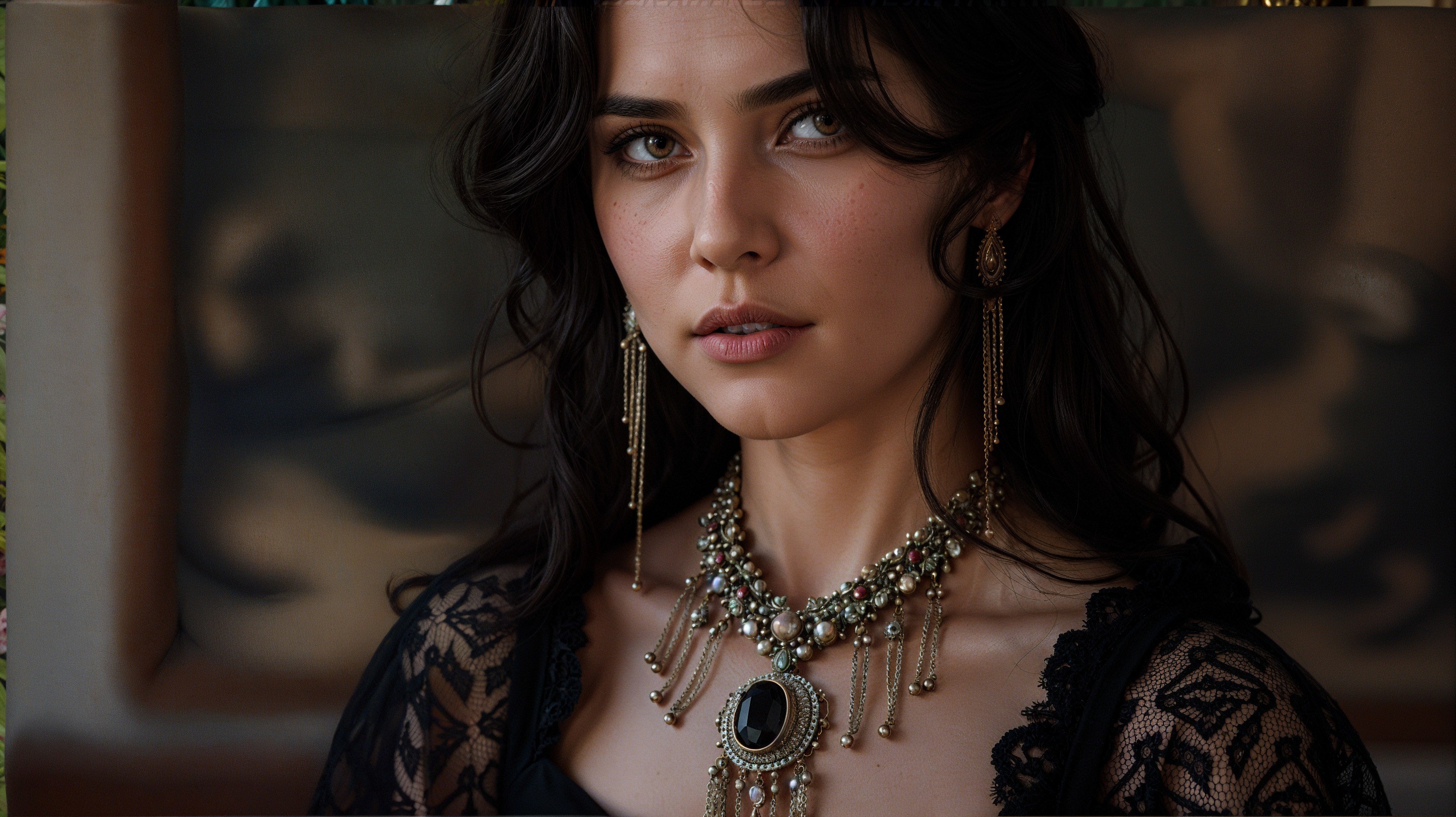Portrait of a confident young woman with elegant jewelry