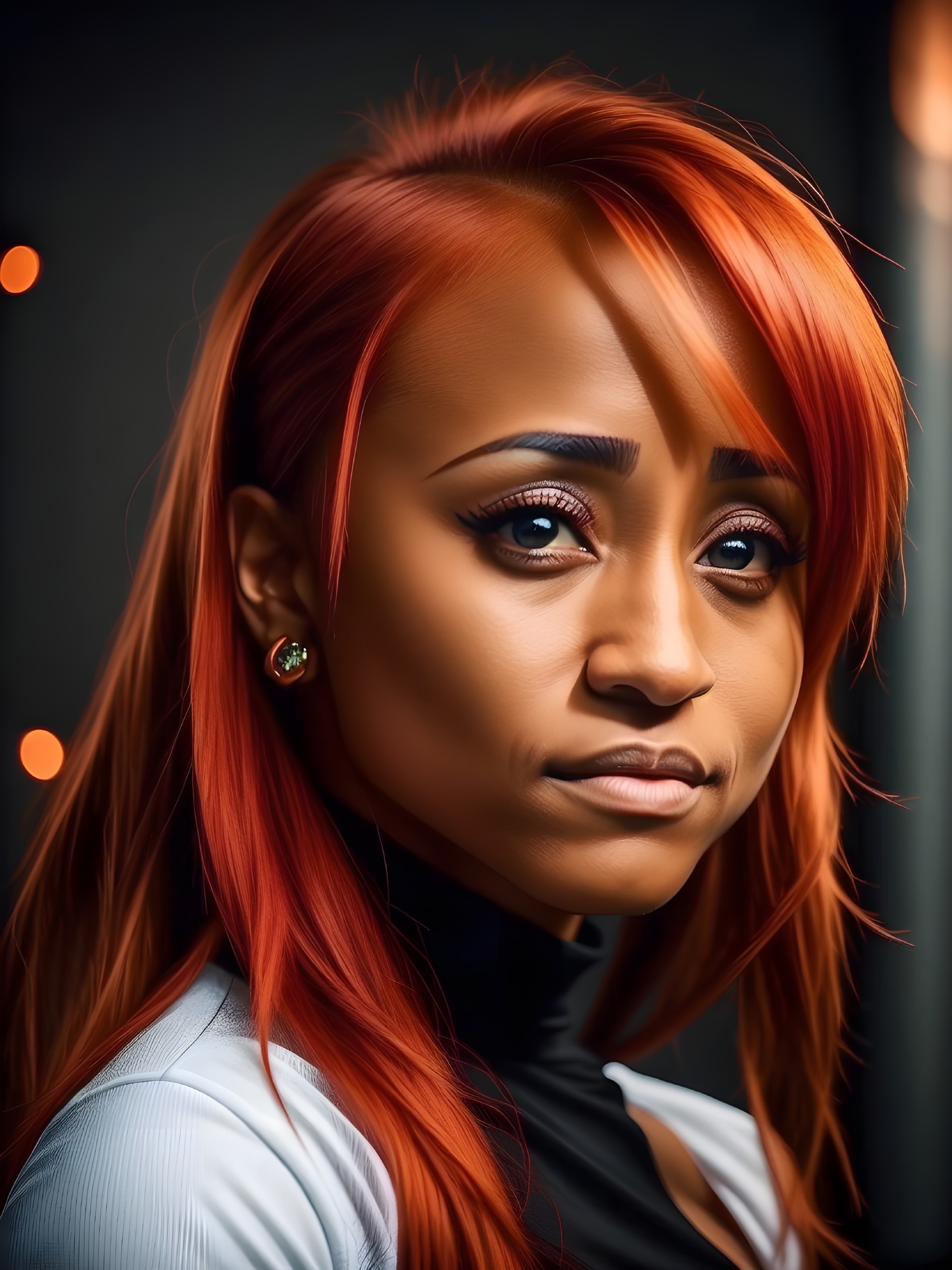 Close-Up Portrait of Individual with Reddish-Orange Hair