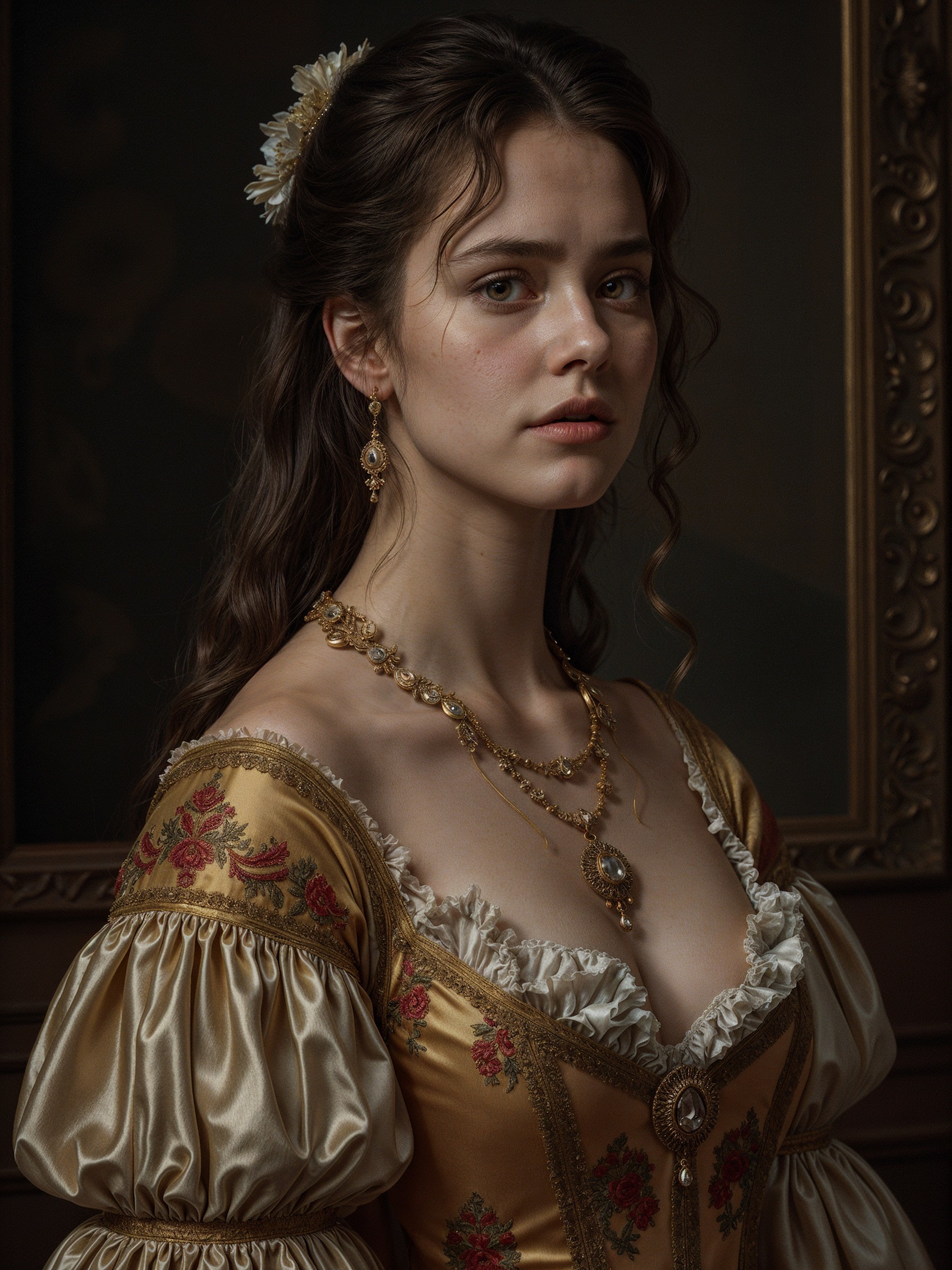 Portrait of a Young Woman in Historical Gown